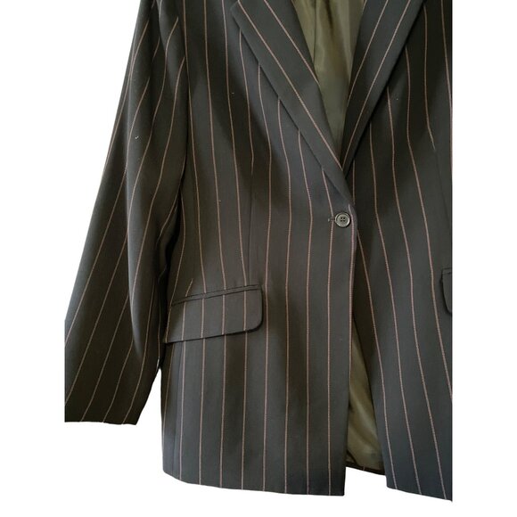 Rena Rowan Womens Pinstripe Black Blazer Size 18 Single-Button 99% Polyester/Ray - Picture 3 of 4